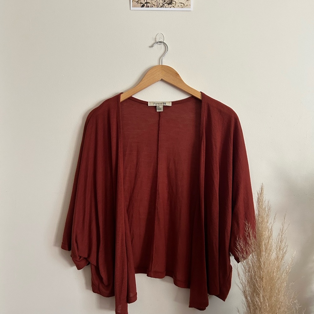 Forever 21 Rust Open-Front Cropped Kimono